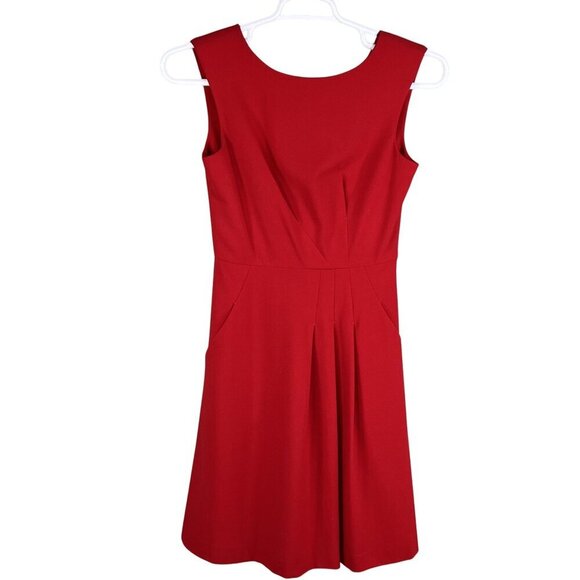 Calvin Klein Women 2 Little Red Dress Sleeveless Pockets Fit & Flare Career Wear - Picture 9 of 16